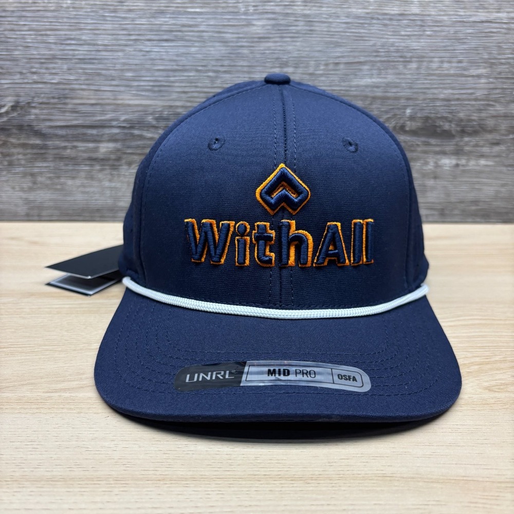 UNRL Hat Cap Snap Back Blue WithAll Logo Performance Golf Rope Vented Adjustable